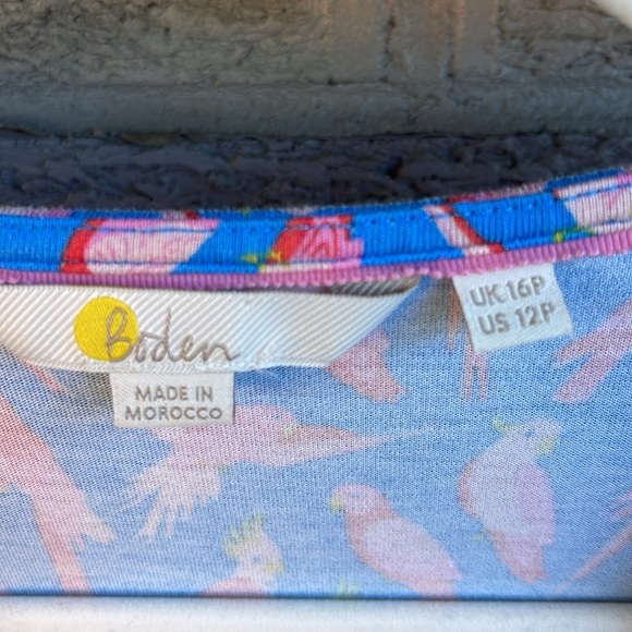 Boden Lola Jersey Stretch Blue Wrap Dress Parakeet Cockatiel- 12P - Picture 5 of 9